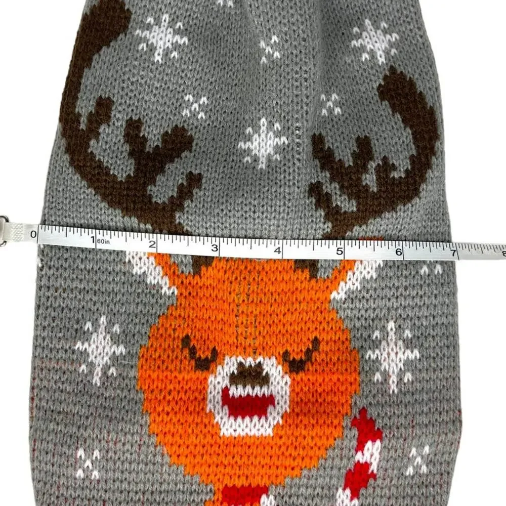 Knitted Dog Sweater Reindeer and Snowflake Christmas Print Size XL